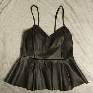 CHARLOTTE RUSSE FAUX LEATHER PEPLUM TOP